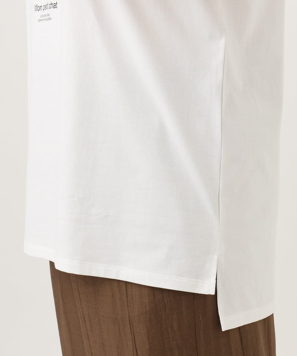 OLKID55059 eur3(エウルキューブ) 【大きいサイズ/接触冷感/UVカット】ネコプリントTシャツ ホワイト