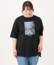 OLKID55059 eur3(エウルキューブ) 【大きいサイズ/接触冷感/UVカット】ネコプリントTシャツ ブラック