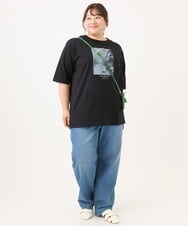 OLKID55059 eur3(エウルキューブ) 【大きいサイズ/接触冷感/UVカット】ネコプリントTシャツ ブラック