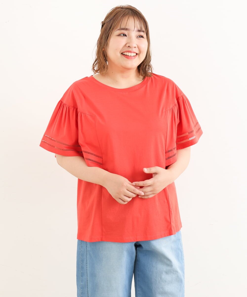 OLKIP47050 eur3(エウルキューブ) 【大きいサイズ/11号サイズあり】フレアスリーブカットソー レッド(05)