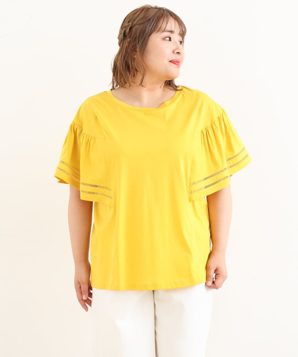 OLKIP47050 eur3(エウルキューブ) 【大きいサイズ/11号サイズあり】フレアスリーブカットソー イエロー(25)