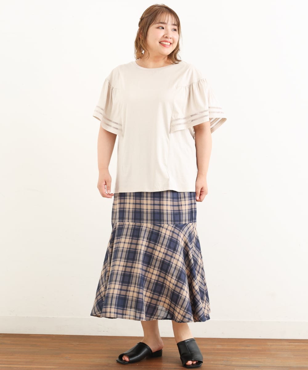 OLKIP47050 eur3(エウルキューブ) 【大きいサイズ/11号サイズあり】フレアスリーブカットソー ライトグレー(91)
