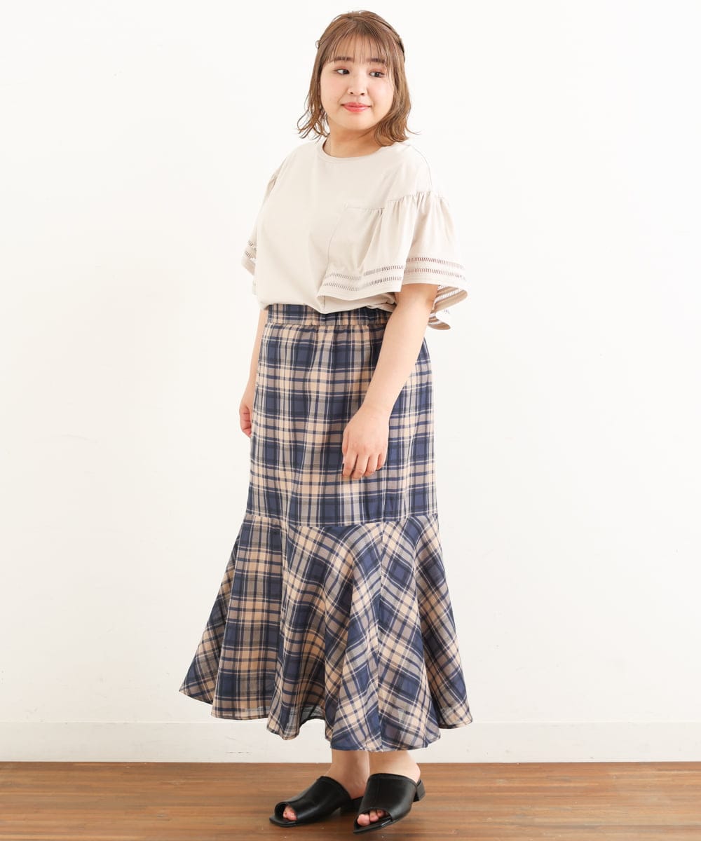 OLKIP47050 eur3(エウルキューブ) 【大きいサイズ/11号サイズあり】フレアスリーブカットソー ライトグレー(91)