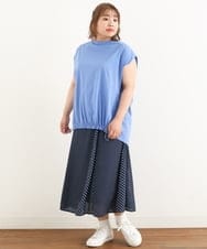 OLKIP48050 eur3(エウルキューブ) 【大きいサイズ/a.v.v×eur3】接触冷感裾ドロストカットソー ブルー(55)