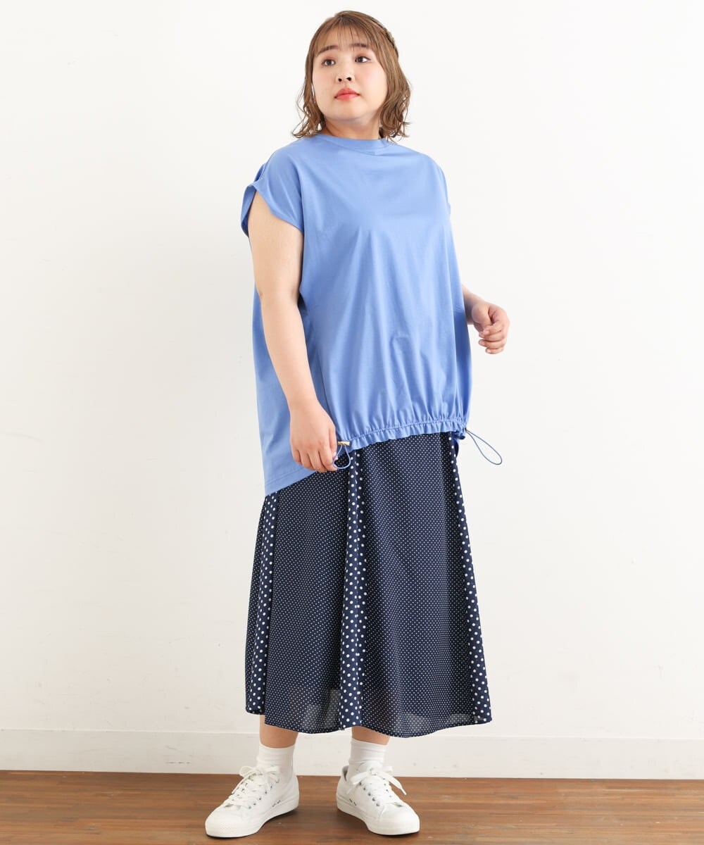 OLKIP48050 eur3(エウルキューブ) 【大きいサイズ/a.v.v×eur3】接触冷感裾ドロストカットソー ブルー(55)