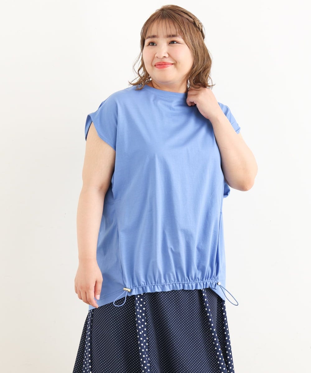 OLKIP48050 eur3(エウルキューブ) 【大きいサイズ/a.v.v×eur3】接触冷感裾ドロストカットソー ブルー(55)