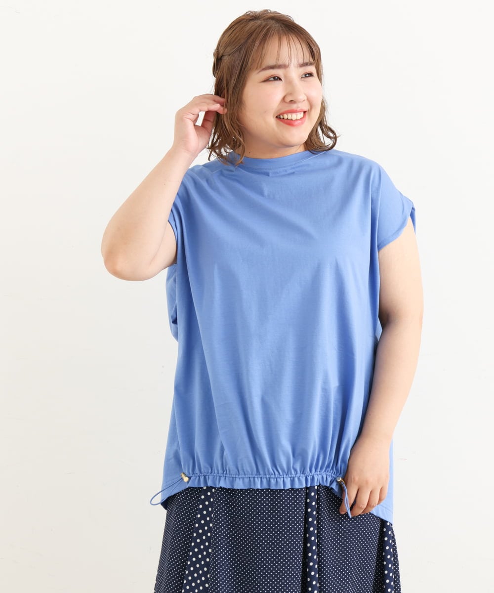 OLKIP48050 eur3(エウルキューブ) 【大きいサイズ/a.v.v×eur3】接触冷感裾ドロストカットソー ブルー(55)