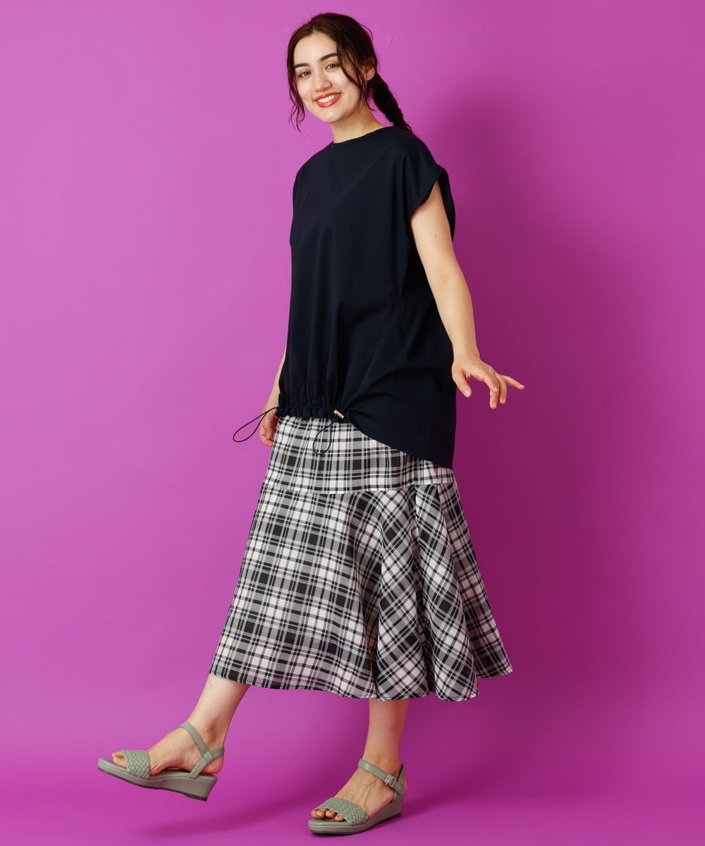 OLKIP48050 eur3(エウルキューブ) 【大きいサイズ/a.v.v×eur3】接触冷感裾ドロストカットソー ネイビー(57)