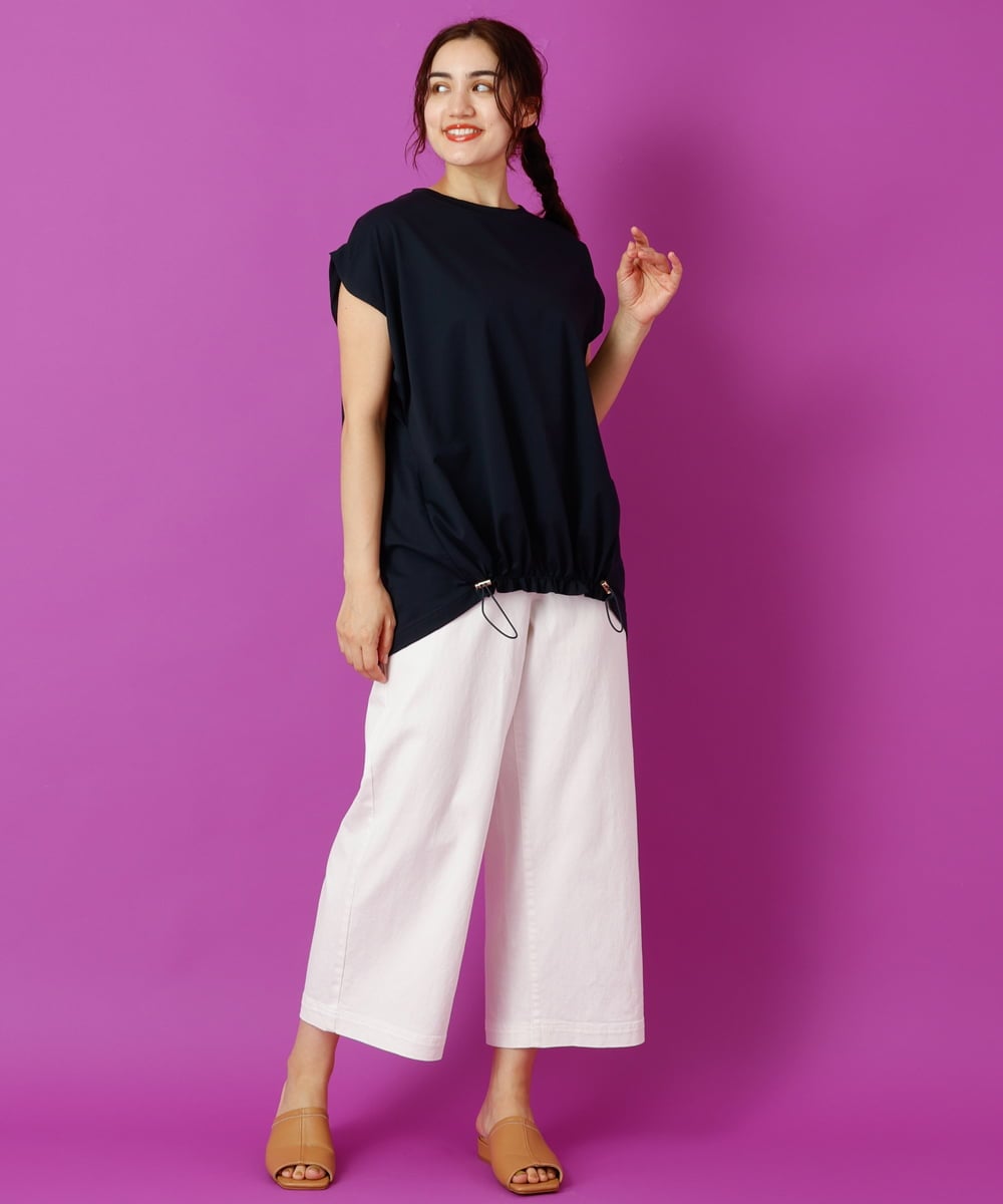 OLKIP48050 eur3(エウルキューブ) 【大きいサイズ/a.v.v×eur3】接触冷感裾ドロストカットソー ネイビー(57)