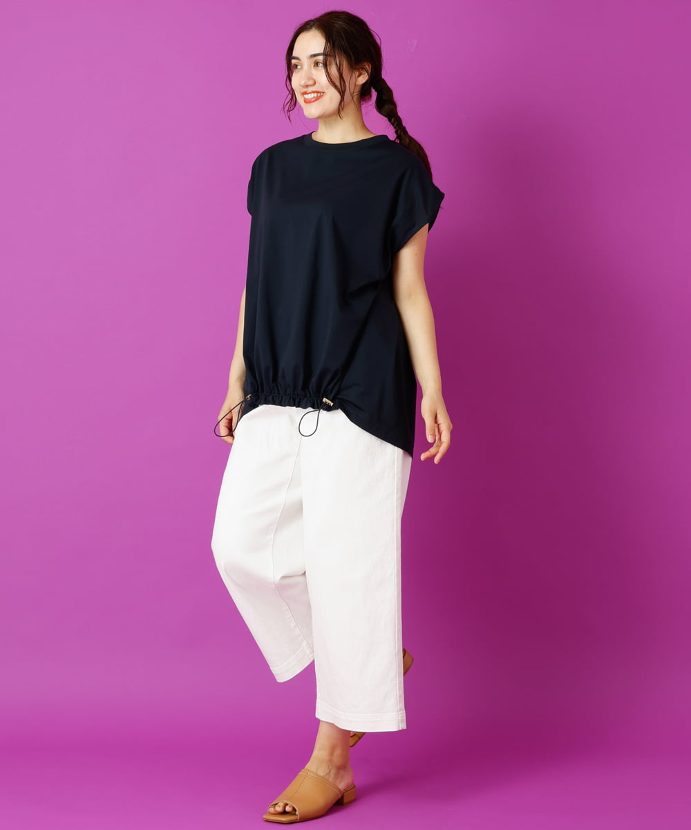 OLKIP48050 eur3(エウルキューブ) 【大きいサイズ/a.v.v×eur3】接触冷感裾ドロストカットソー ネイビー(57)