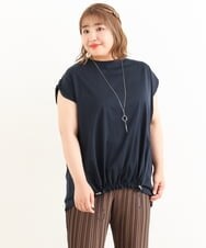 OLKIP48050 eur3(エウルキューブ) 【大きいサイズ/a.v.v×eur3】接触冷感裾ドロストカットソー ネイビー(57)