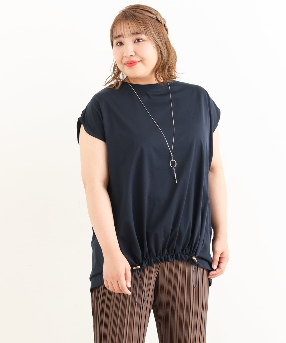 OLKIP48050 eur3(エウルキューブ) 【大きいサイズ/a.v.v×eur3】接触冷感裾ドロストカットソー ネイビー(57)