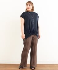 OLKIP48050 eur3(エウルキューブ) 【大きいサイズ/a.v.v×eur3】接触冷感裾ドロストカットソー ネイビー(57)