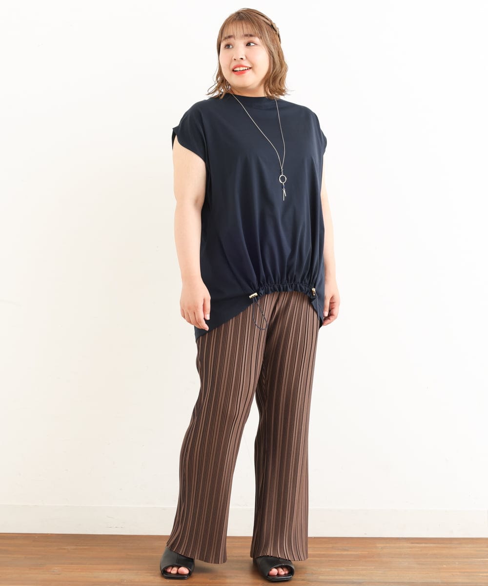 OLKIP48050 eur3(エウルキューブ) 【大きいサイズ/a.v.v×eur3】接触冷感裾ドロストカットソー ネイビー(57)