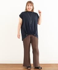OLKIP48050 eur3(エウルキューブ) 【大きいサイズ/a.v.v×eur3】接触冷感裾ドロストカットソー ネイビー(57)