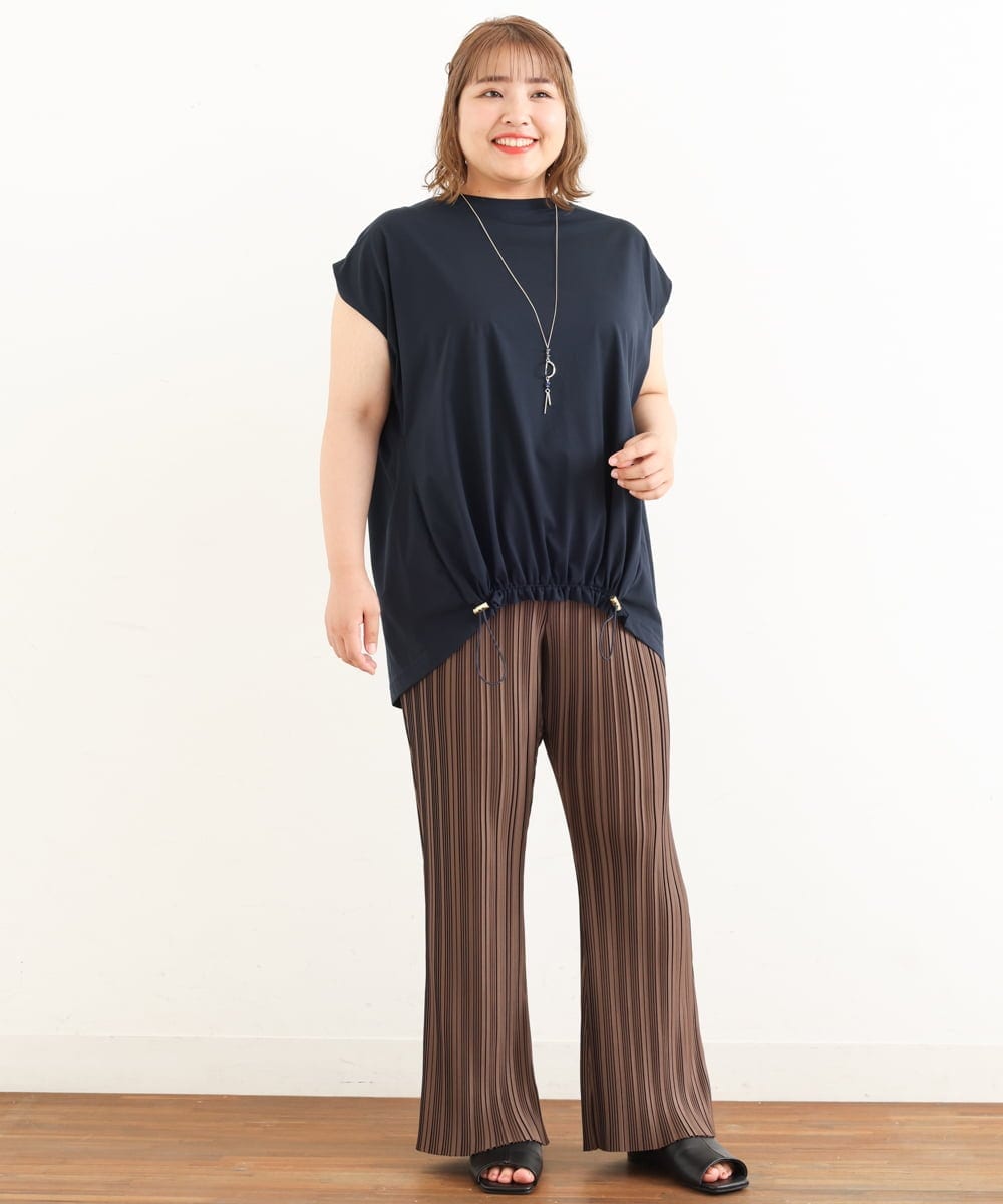 OLKIP48050 eur3(エウルキューブ) 【大きいサイズ/a.v.v×eur3】接触冷感裾ドロストカットソー ネイビー(57)