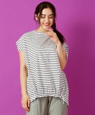 OLKIP48050 eur3(エウルキューブ) 【大きいサイズ/a.v.v×eur3】接触冷感裾ドロストカットソー アイボリー(80)