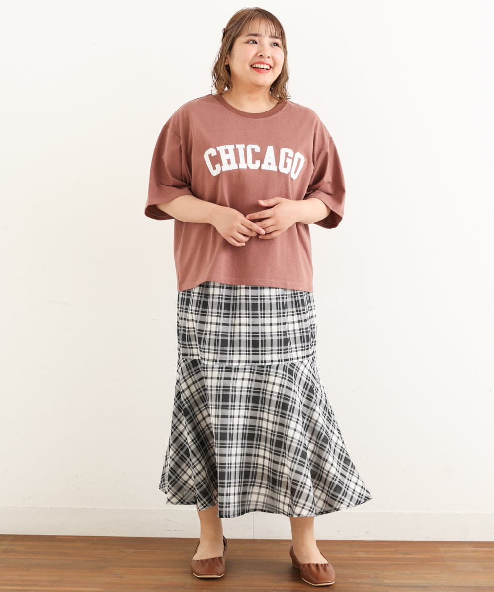 OLKIP49060 eur3(エウルキューブ) 【大きいサイズ】カレッジロゴTシャツ ブラウン(17）