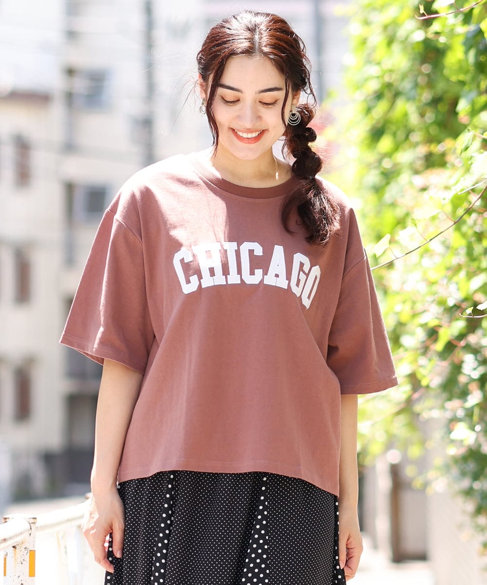 OLKIP49060 eur3(エウルキューブ) 【大きいサイズ】カレッジロゴTシャツ ブラウン(17）