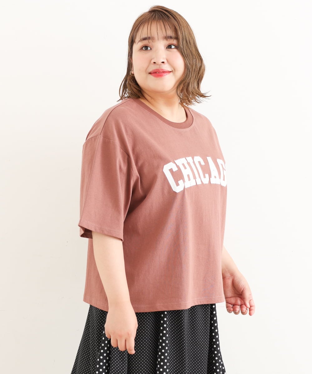 OLKIP49060 eur3(エウルキューブ) 【大きいサイズ】カレッジロゴTシャツ ブラウン(17）