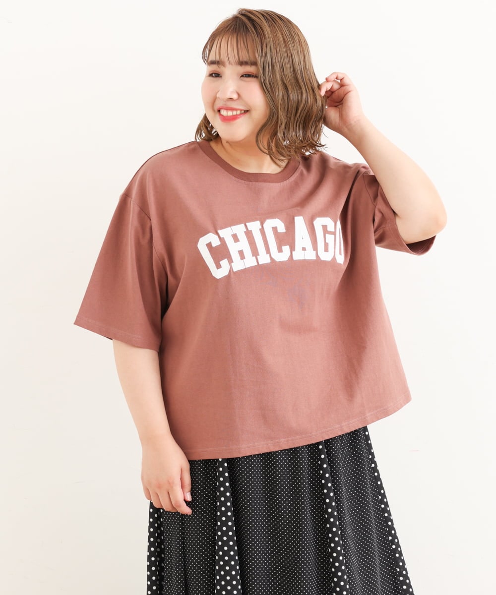 OLKIP49060 eur3(エウルキューブ) 【大きいサイズ】カレッジロゴTシャツ ブラウン(17）