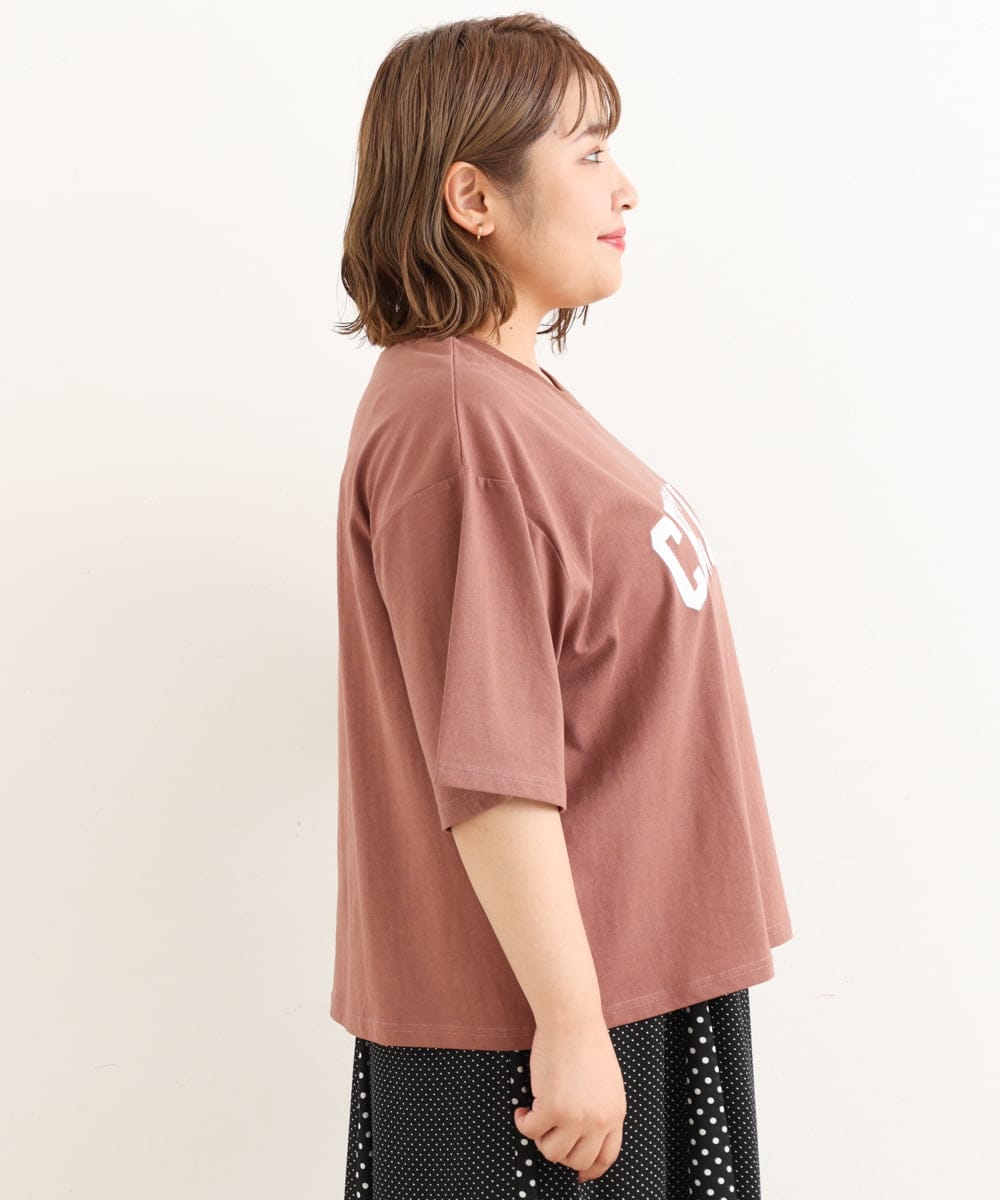 OLKIP49060 eur3(エウルキューブ) 【大きいサイズ】カレッジロゴTシャツ ブラウン(17）