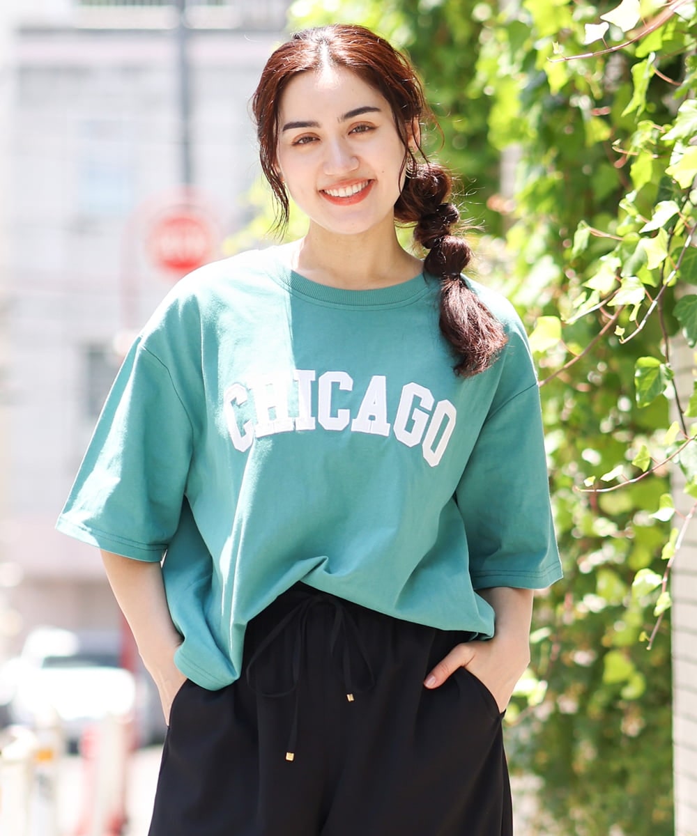 OLKIP49060 eur3(エウルキューブ) 【大きいサイズ】カレッジロゴTシャツ グリーン(35)