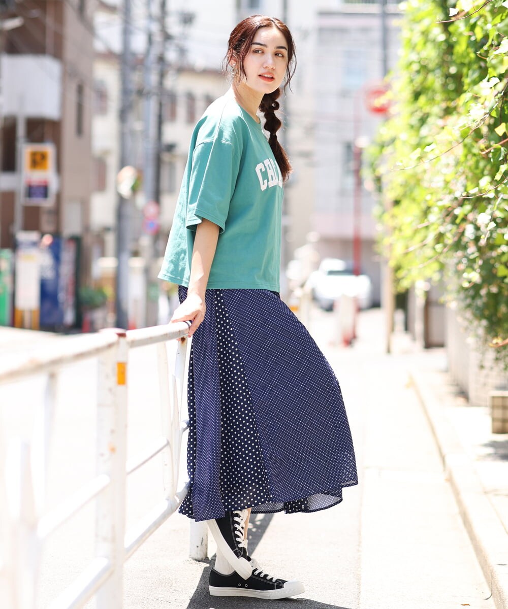 OLKIP49060 eur3(エウルキューブ) 【大きいサイズ】カレッジロゴTシャツ グリーン(35)