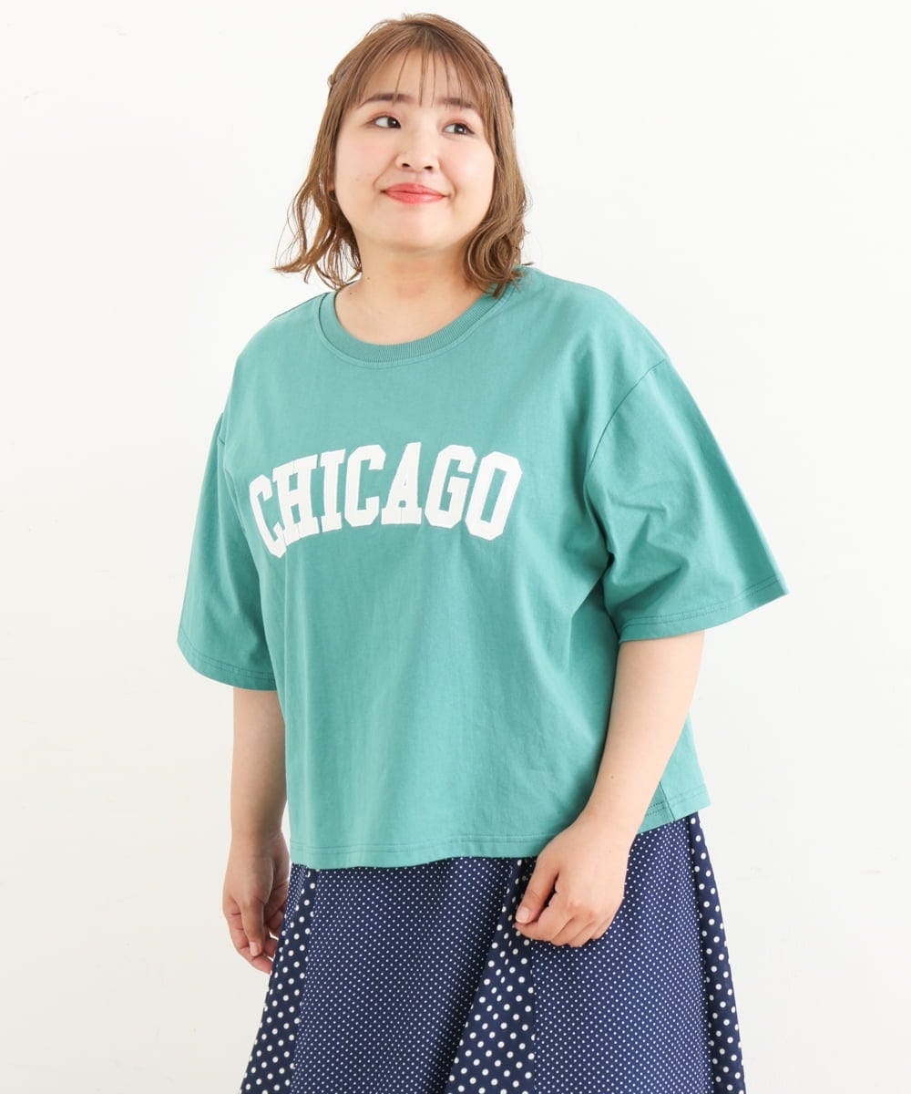 OLKIP49060 eur3(エウルキューブ) 【大きいサイズ】カレッジロゴTシャツ グリーン(35)