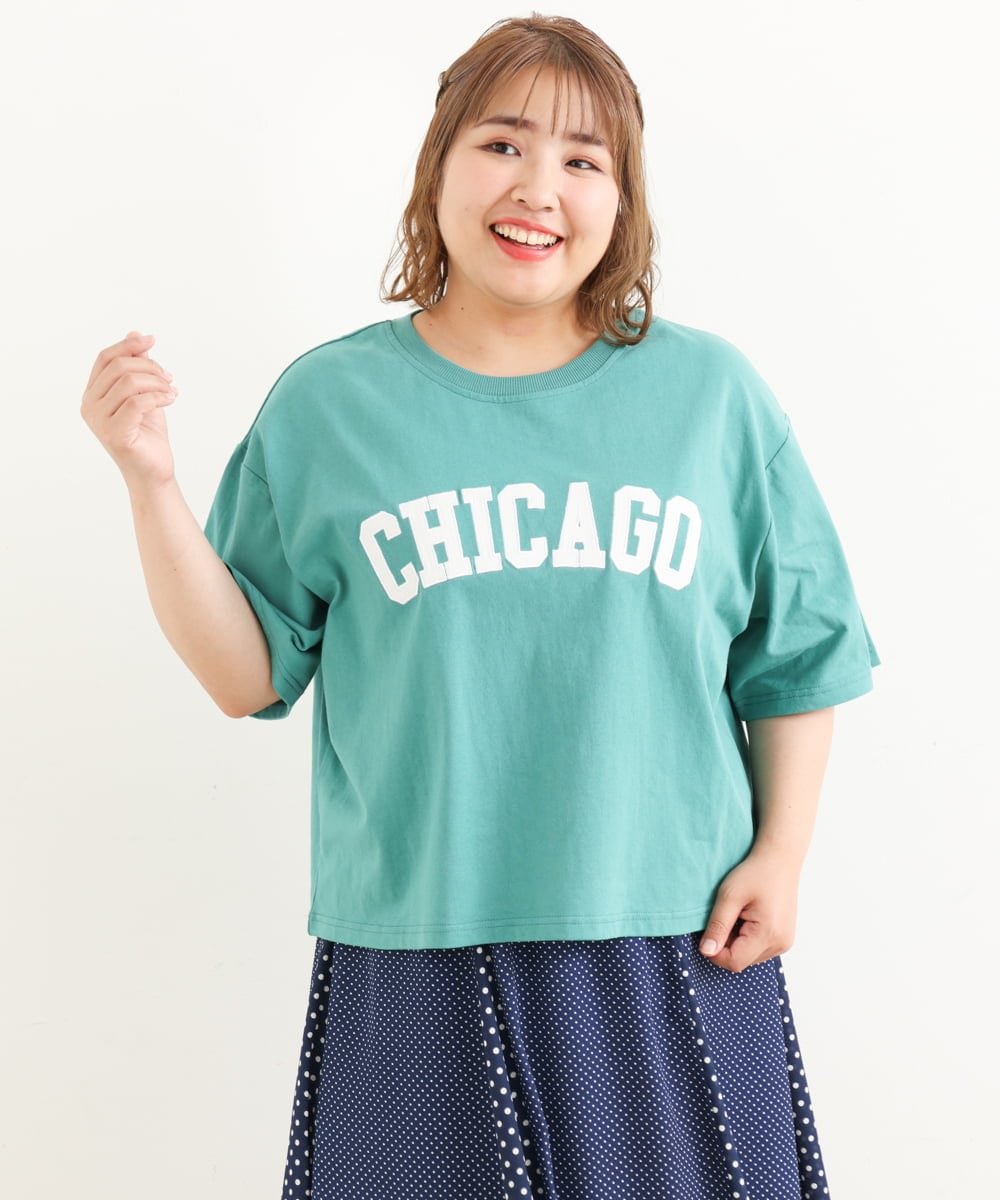 OLKIP49060 eur3(エウルキューブ) 【大きいサイズ】カレッジロゴTシャツ グリーン(35)
