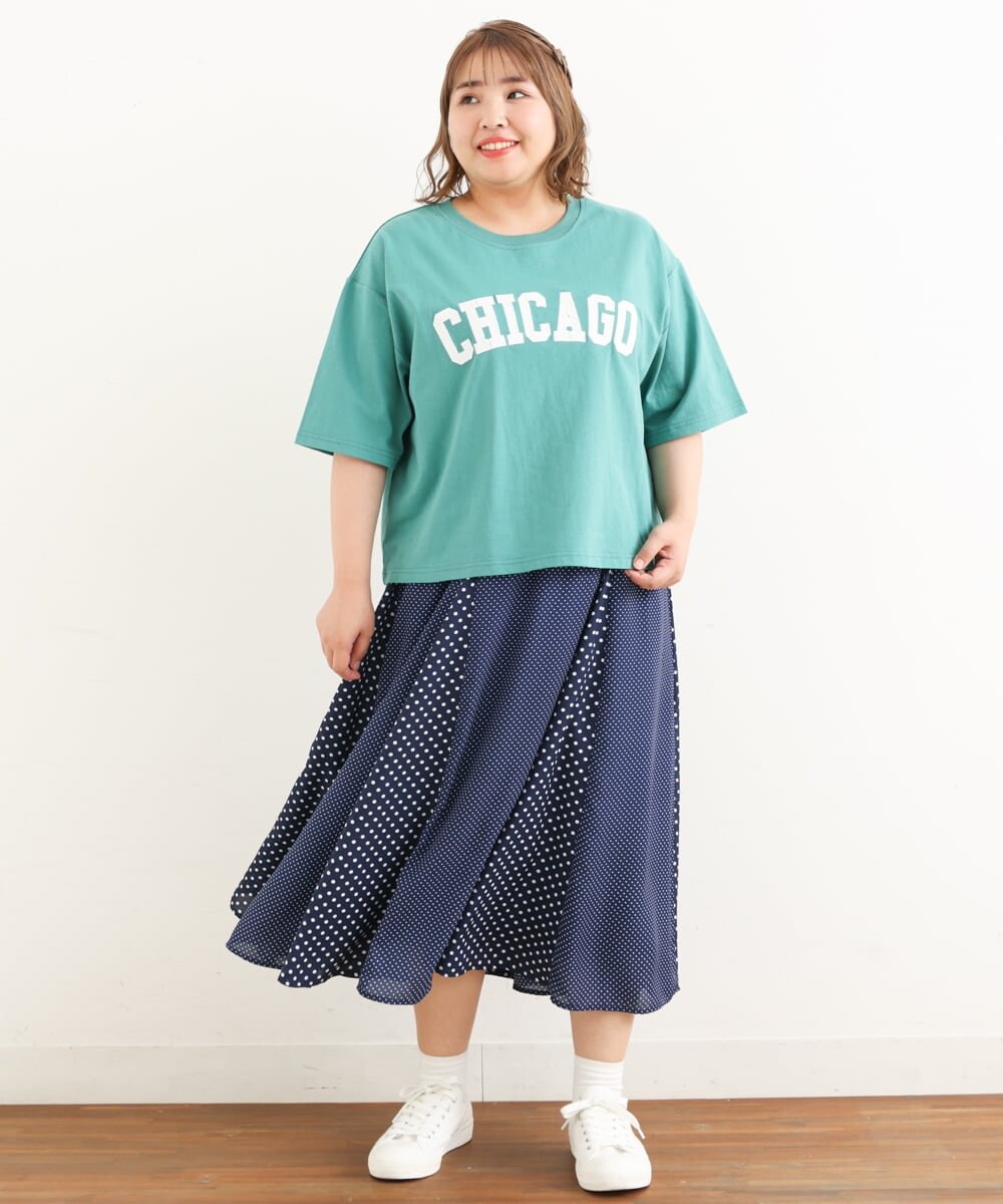 OLKIP49060 eur3(エウルキューブ) 【大きいサイズ】カレッジロゴTシャツ グリーン(35)