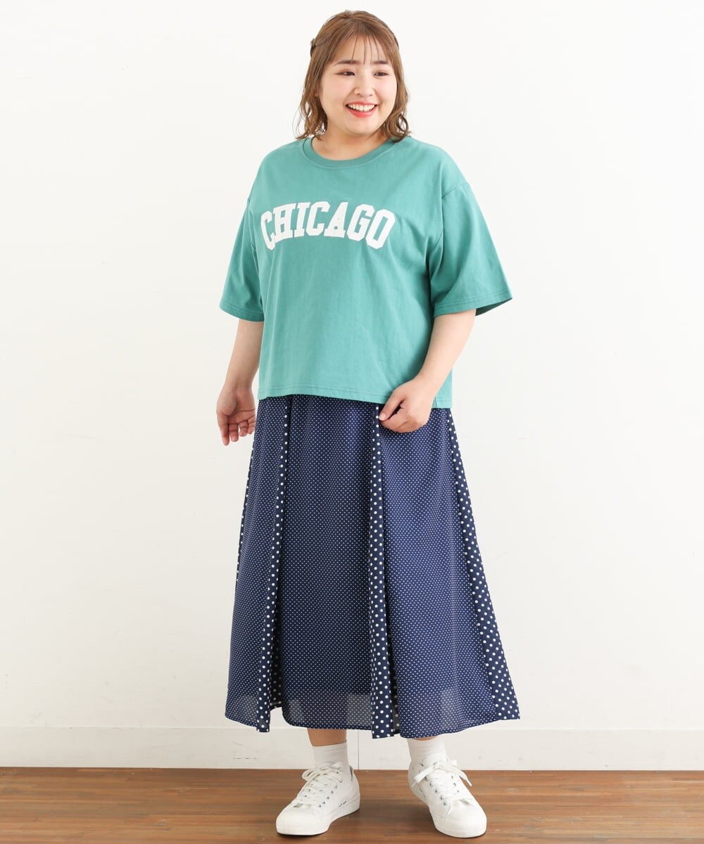 OLKIP49060 eur3(エウルキューブ) 【大きいサイズ】カレッジロゴTシャツ グリーン(35)
