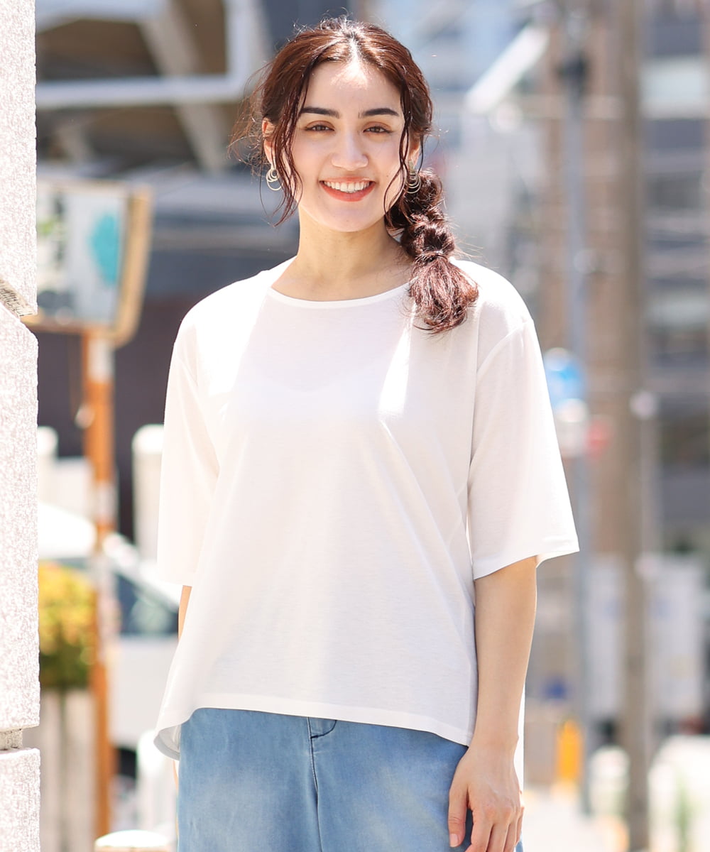 OLKIP50070 eur3(エウルキューブ) 【大きいサイズ】切り替えカノコカットソー アイボリー(80)