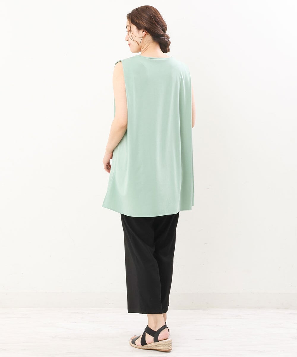 OLKIS50060 eur3(エウルキューブ) 【大きいサイズ/接触冷感】タックノースリーブトップス ライトグリーン(30)（WEB限定カラー）
