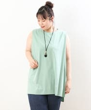 OLKIS50060 eur3(エウルキューブ) 【大きいサイズ/接触冷感】タックノースリーブトップス ライトグリーン(30)（WEB限定カラー）