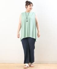 OLKIS50060 eur3(エウルキューブ) 【大きいサイズ/接触冷感】タックノースリーブトップス ライトグリーン(30)（WEB限定カラー）