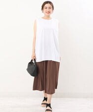 OLKIS50060 eur3(エウルキューブ) 【大きいサイズ/接触冷感】タックノースリーブトップス ホワイト(90)