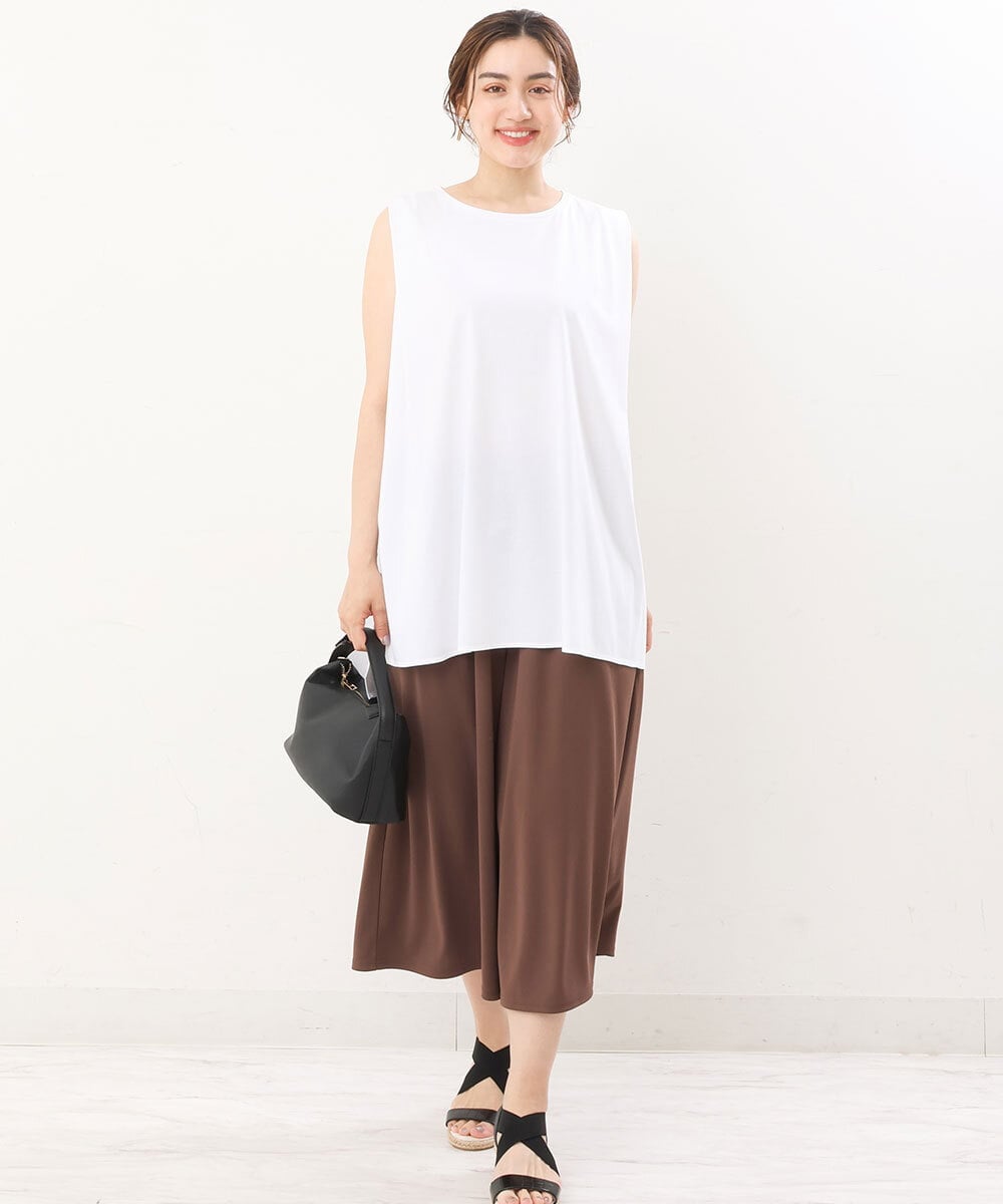 OLKIS50060 eur3(エウルキューブ) 【大きいサイズ/接触冷感】タックノースリーブトップス ホワイト(90)
