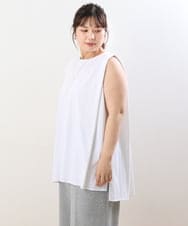 OLKIS50060 eur3(エウルキューブ) 【大きいサイズ/接触冷感】タックノースリーブトップス ホワイト(90)