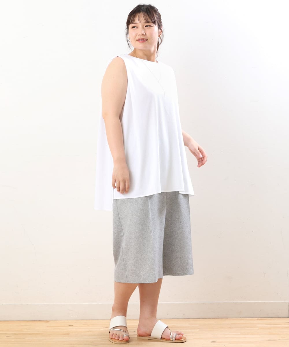 OLKIS50060 eur3(エウルキューブ) 【大きいサイズ/接触冷感】タックノースリーブトップス ホワイト(90)