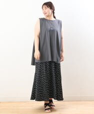 OLKIS50060 eur3(エウルキューブ) 【大きいサイズ/接触冷感】タックノースリーブトップス ダークグレー(93)