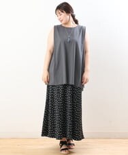 OLKIS50060 eur3(エウルキューブ) 【大きいサイズ/接触冷感】タックノースリーブトップス ダークグレー(93)