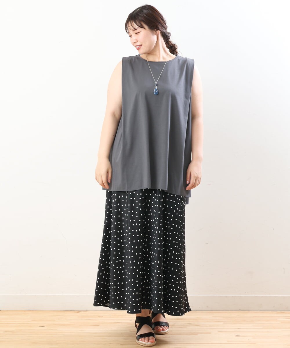 OLKIS50060 eur3(エウルキューブ) 【大きいサイズ/接触冷感】タックノースリーブトップス ダークグレー(93)
