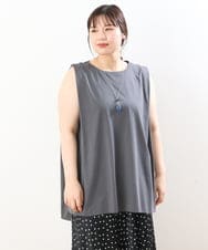 OLKIS50060 eur3(エウルキューブ) 【大きいサイズ/接触冷感】タックノースリーブトップス ダークグレー(93)