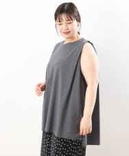 OLKIS50060 eur3(エウルキューブ) 【大きいサイズ/接触冷感】タックノースリーブトップス ダークグレー(93)