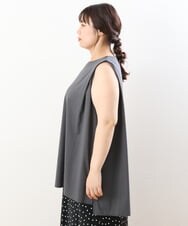 OLKIS50060 eur3(エウルキューブ) 【大きいサイズ/接触冷感】タックノースリーブトップス ダークグレー(93)