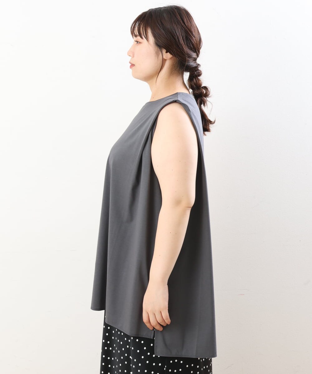 OLKIS50060 eur3(エウルキューブ) 【大きいサイズ/接触冷感】タックノースリーブトップス ダークグレー(93)