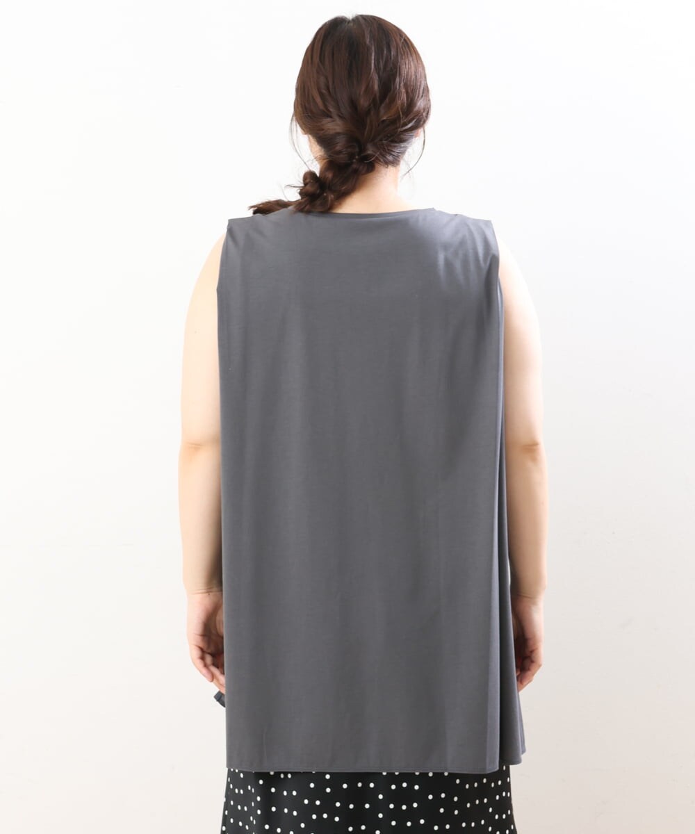 OLKIS50060 eur3(エウルキューブ) 【大きいサイズ/接触冷感】タックノースリーブトップス ダークグレー(93)