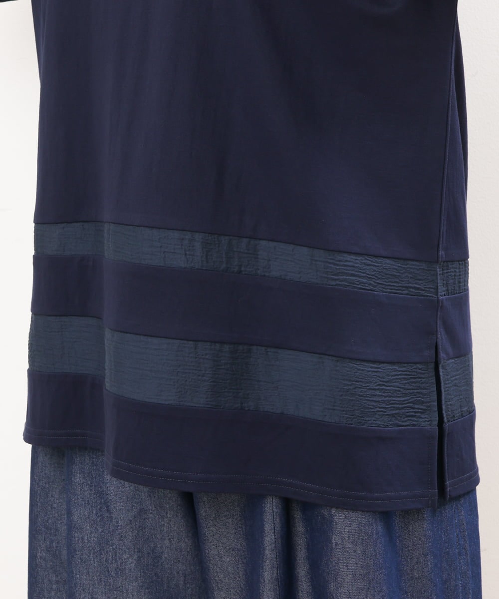 OLKIS53070 eur3(エウルキューブ) 【大きいサイズ/接触冷感】シアー切り替えカットソー ネイビー(57)