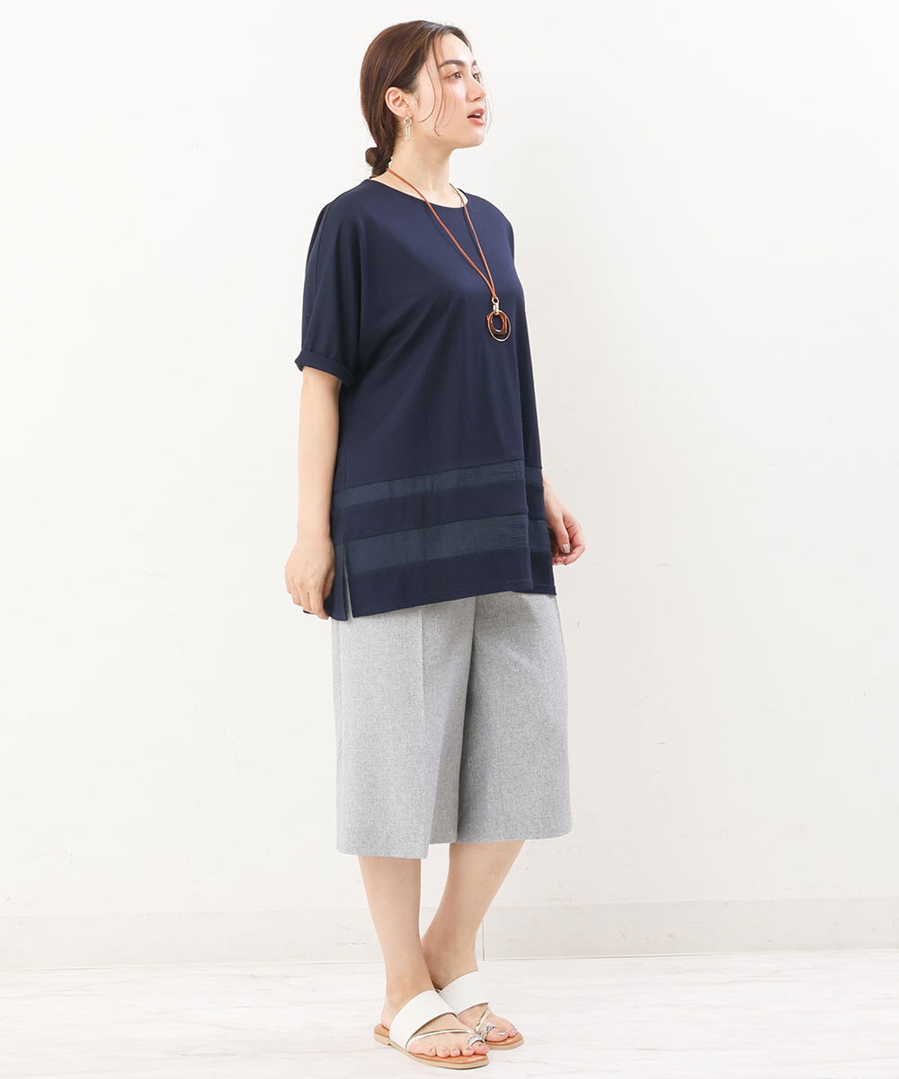 OLKIS53070 eur3(エウルキューブ) 【大きいサイズ/接触冷感】シアー切り替えカットソー ネイビー(57)